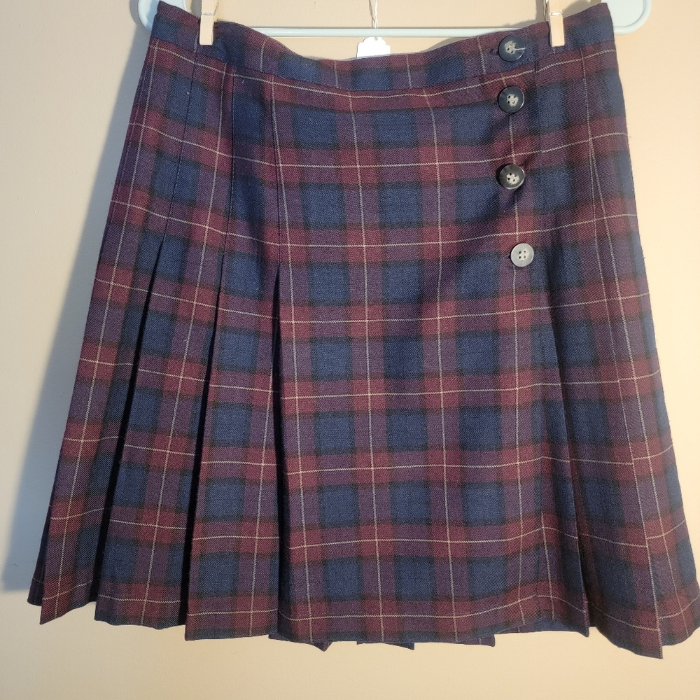 White Stag Plaid Button Wrap Skirt Size 12